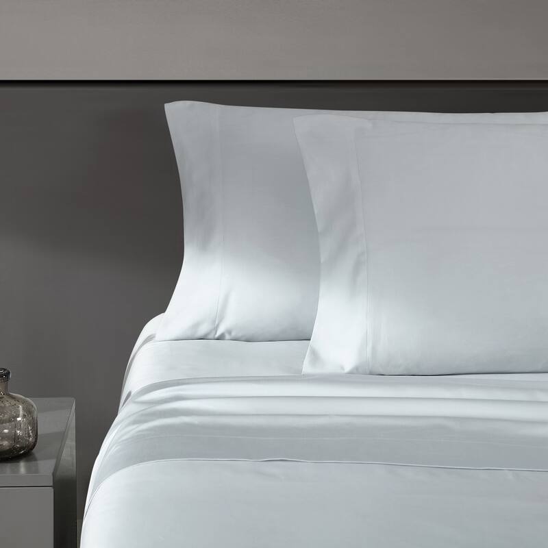 Vera Wang T800 Sateen Solid CVC Sheet Set - Queen - Blue