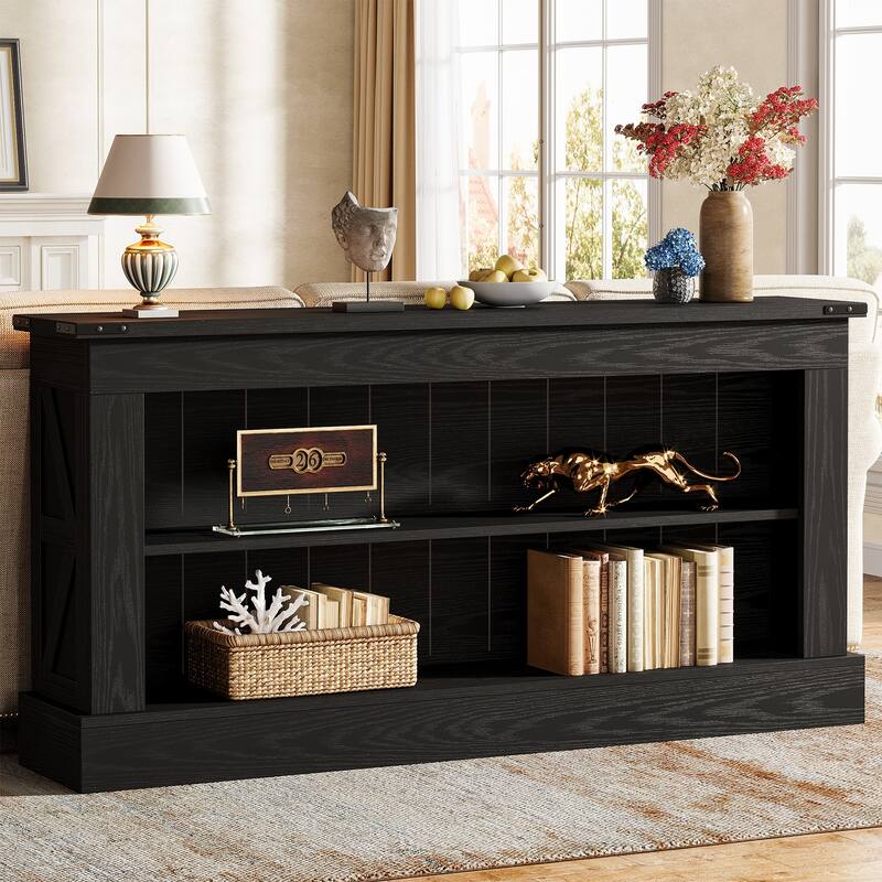 63-Inch Long Console Table with Shelf, 3 Tier Modern Entryway Table