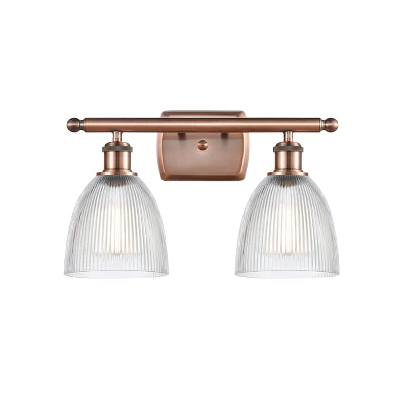 Innovations Lighting Castile 2 Light 16" Wide Bathroom Vanity Light - Antique Copper / Clear