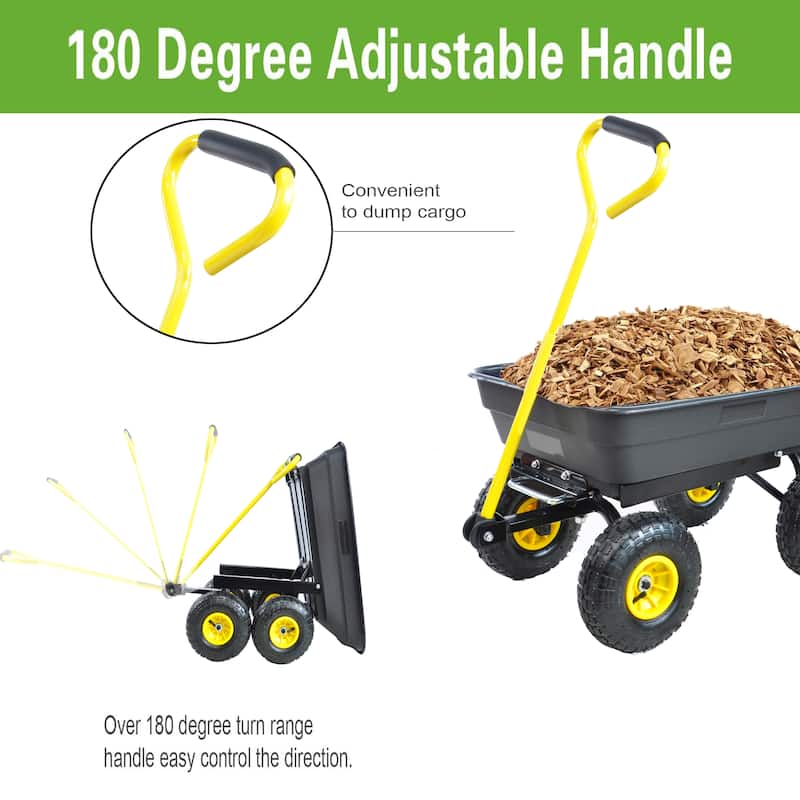 Folding car Poly Garden dump truck with steel frame 75 liter truck body