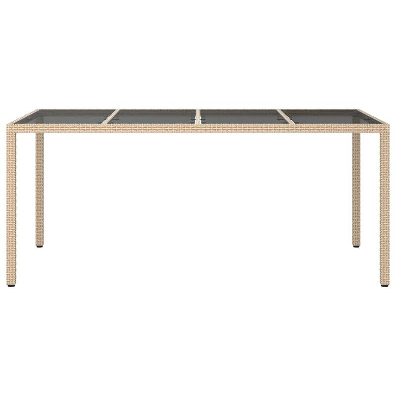 vidaXL Patio Table 74.8" Tempered Glass and Poly Rattan Table Multi Colors - 74.8 x 35.4 x 29.5 in