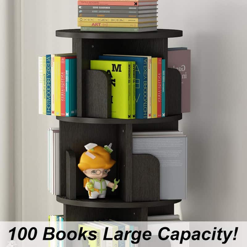 Corner Spinning Book Shelf for Small Space, 4-Tier Bookcase