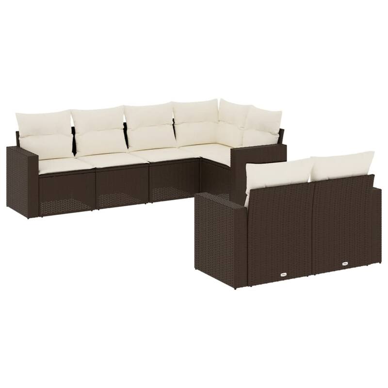 vidaXL Patio Sofa Set with Cushions Outdoor Furniture 7 Piece Poly Rattan - 24.4 x 25.8 x 27.2