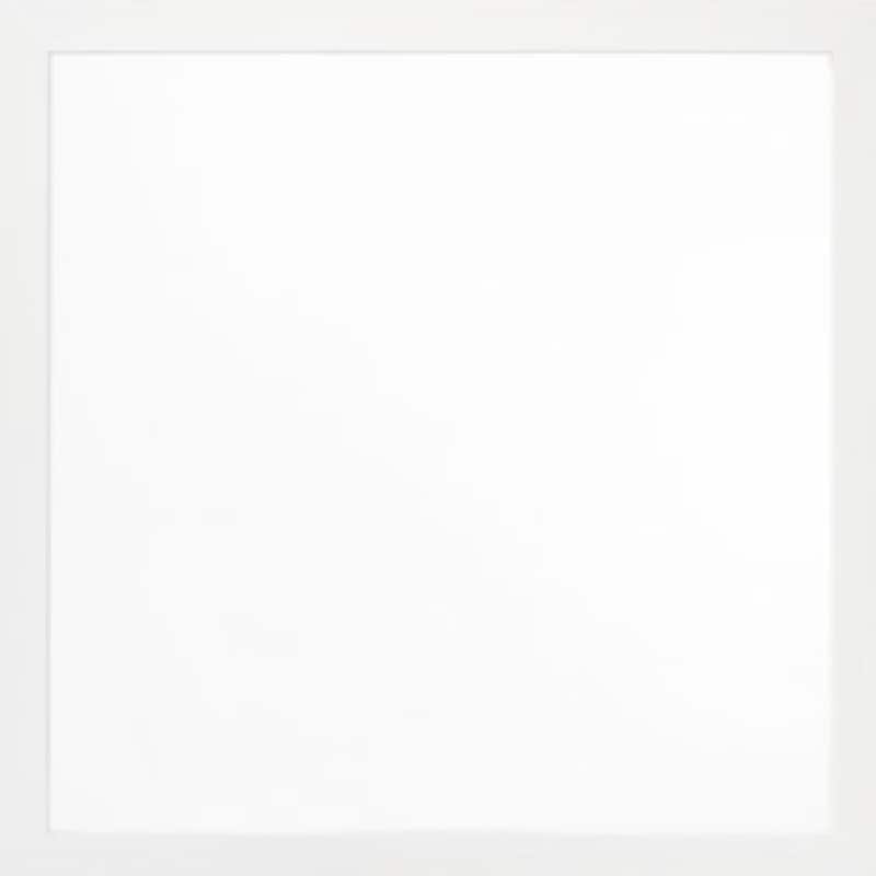 40 Inch Wall Mirror, Sleek Square Wood Frame, White