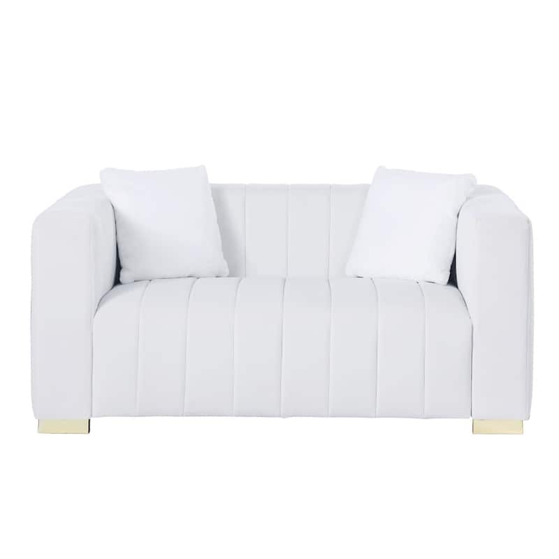 62.6" Modern 2-seater Velvet Channel Loveseat Sofa