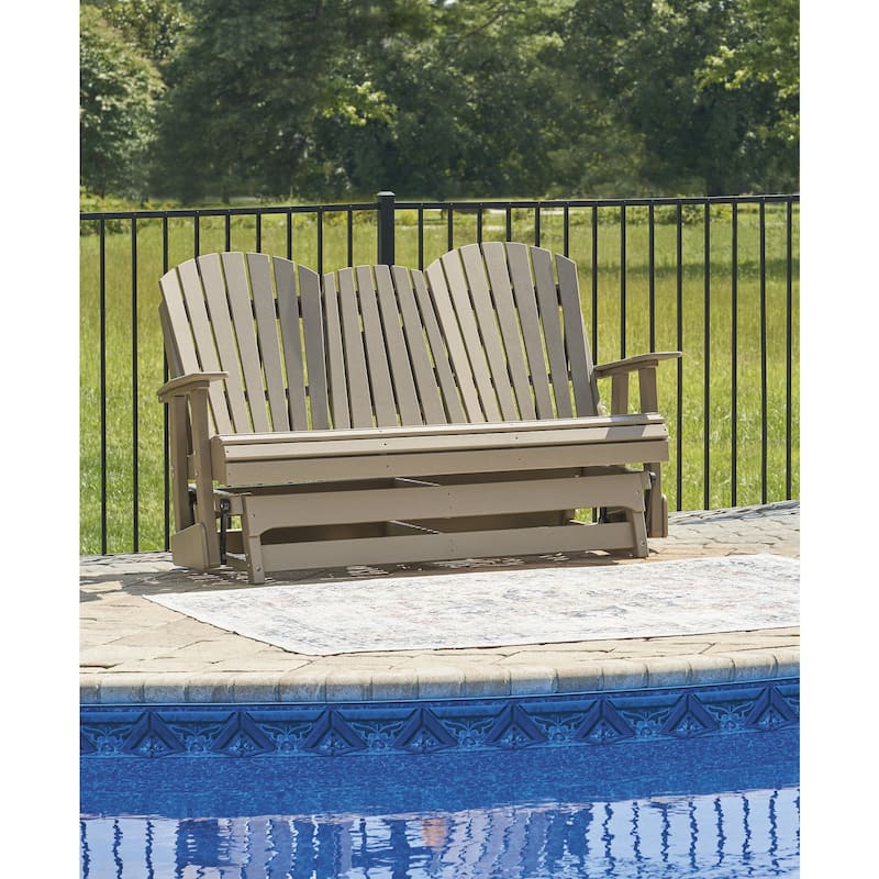 Signature Design by Ashley Hyland wave Outdoor Glider Loveseat - 67" W x 31.5" D x 41.75" H - Driftwood