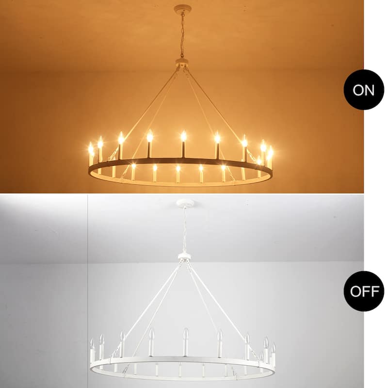 20-Light Modern Farmhouse Chandelier, 47.24 Inch Wagon Wheel Chandelier for Living Room Kitchen Island Dining Foyer