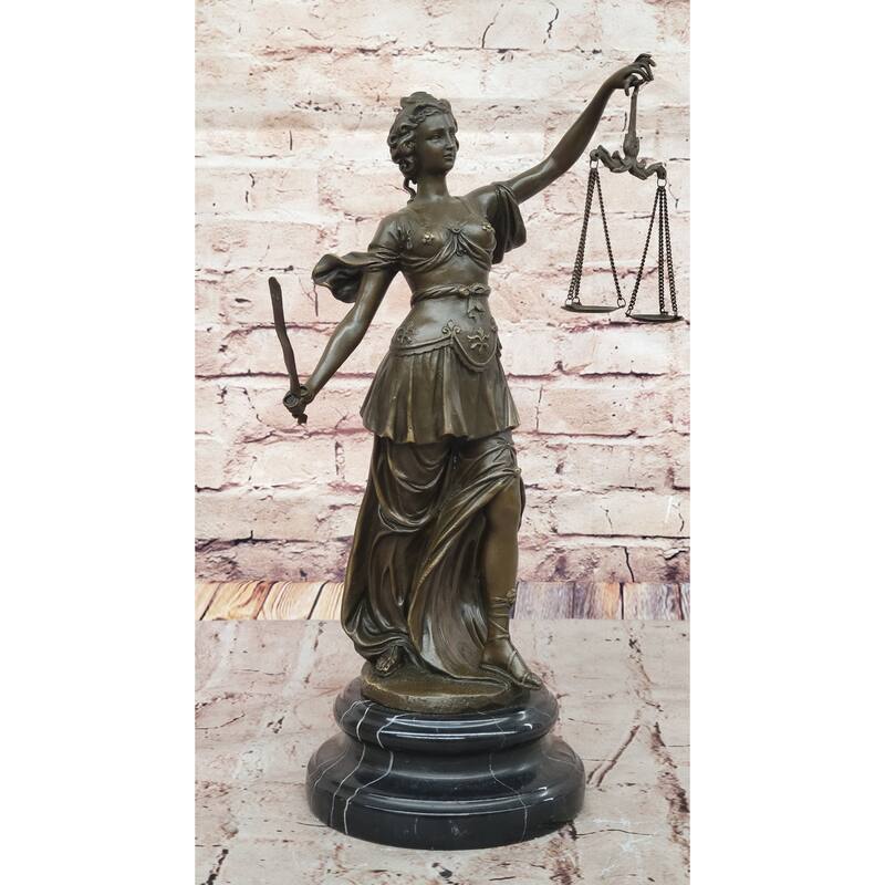 Lady Justice Bronze Statue – Elegant Symbol Of Law And Fairness On Marble Base