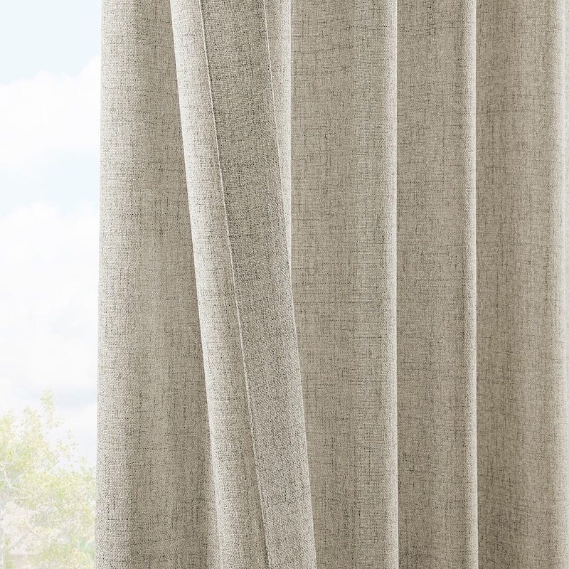 Exclusive Fabrics Farm Town Textured Faux Linen Semi Sheer Curtains (2 Panel) Window Curtains