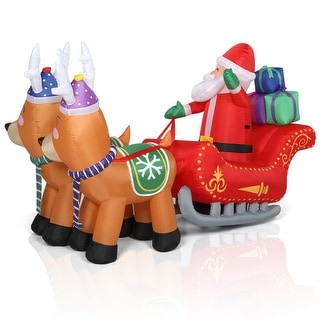 Double Deer Cart Santa Model Garden Elk Inflatable Decoration with LED ...
