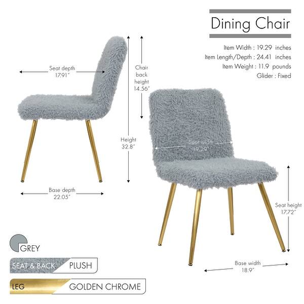 dimension image slide 3 of 3, Porthos Home Gwen Dining Chairs, Plush Upholstery, Gold Legs, Armless