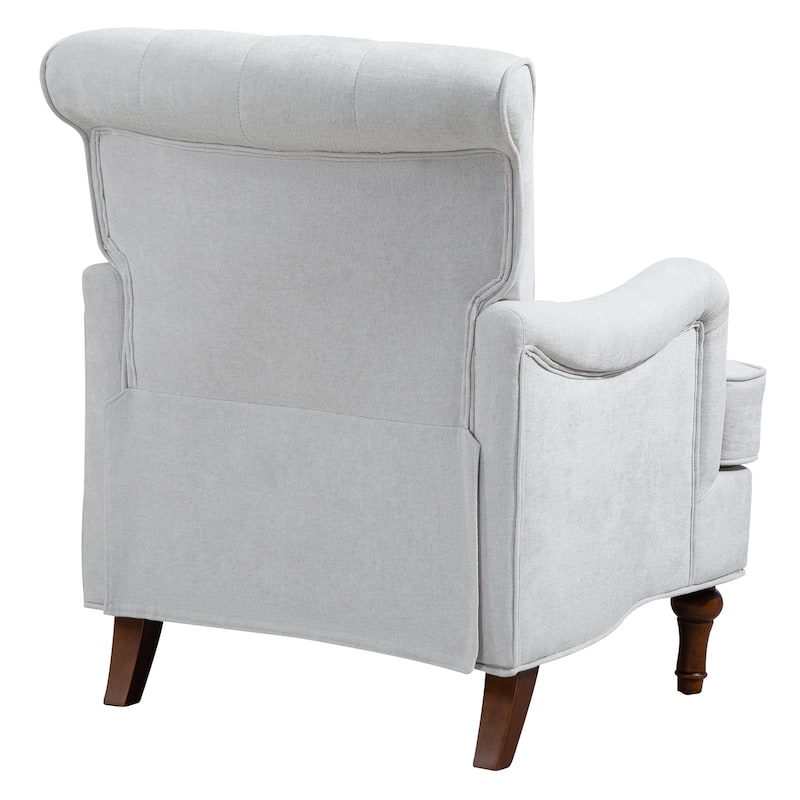 Chenille Club Chair, Modern Lounge Reading Chair with Armrest, Upholstered Single Sofa with Wood Legs for Living Room