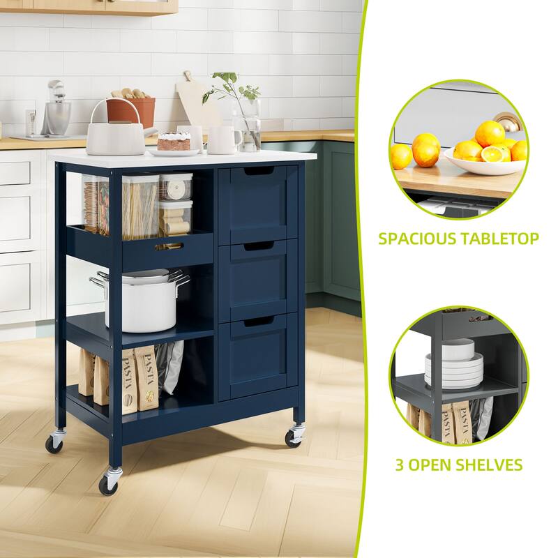 Kitchen Island Cart with Storage, Rolling Kitchen Island e on Wheels with Worktop