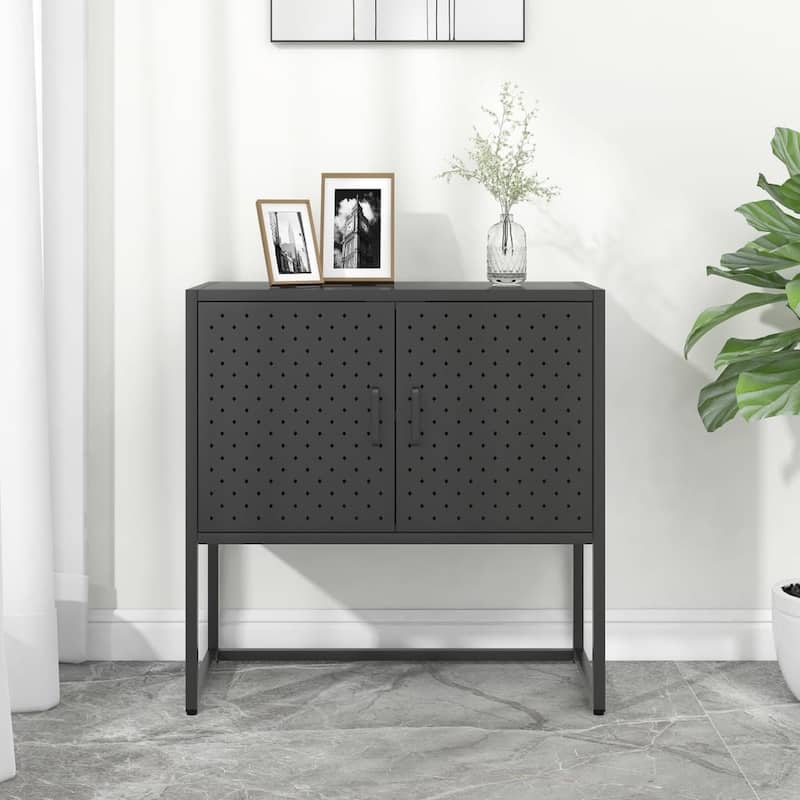 vidaXL Sideboard Storage Buffet Cabinet for Kitchen Living Room Entryway Steel - 29.5"x13.8"x29.5" (L x W x H) - Anthracite