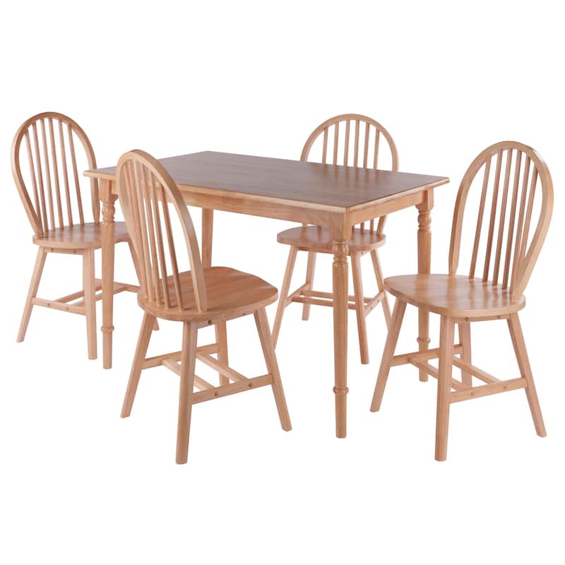 5-Pc Dining Table with Windsor Chairs, Natural