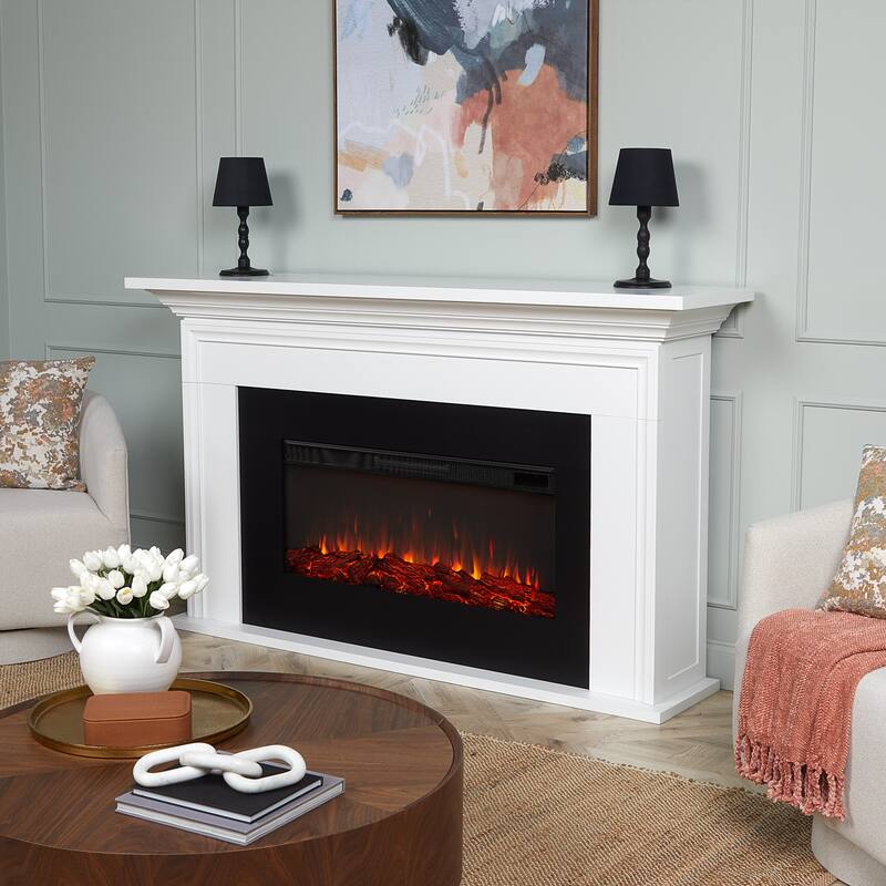 Cleo Landscape Electric Fireplace in White