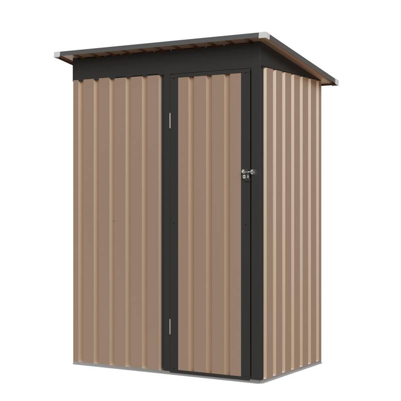 4.27FT x 2.42FT Metal Garden Shed 5 X 3 FT Pent Roof with Hinge Door