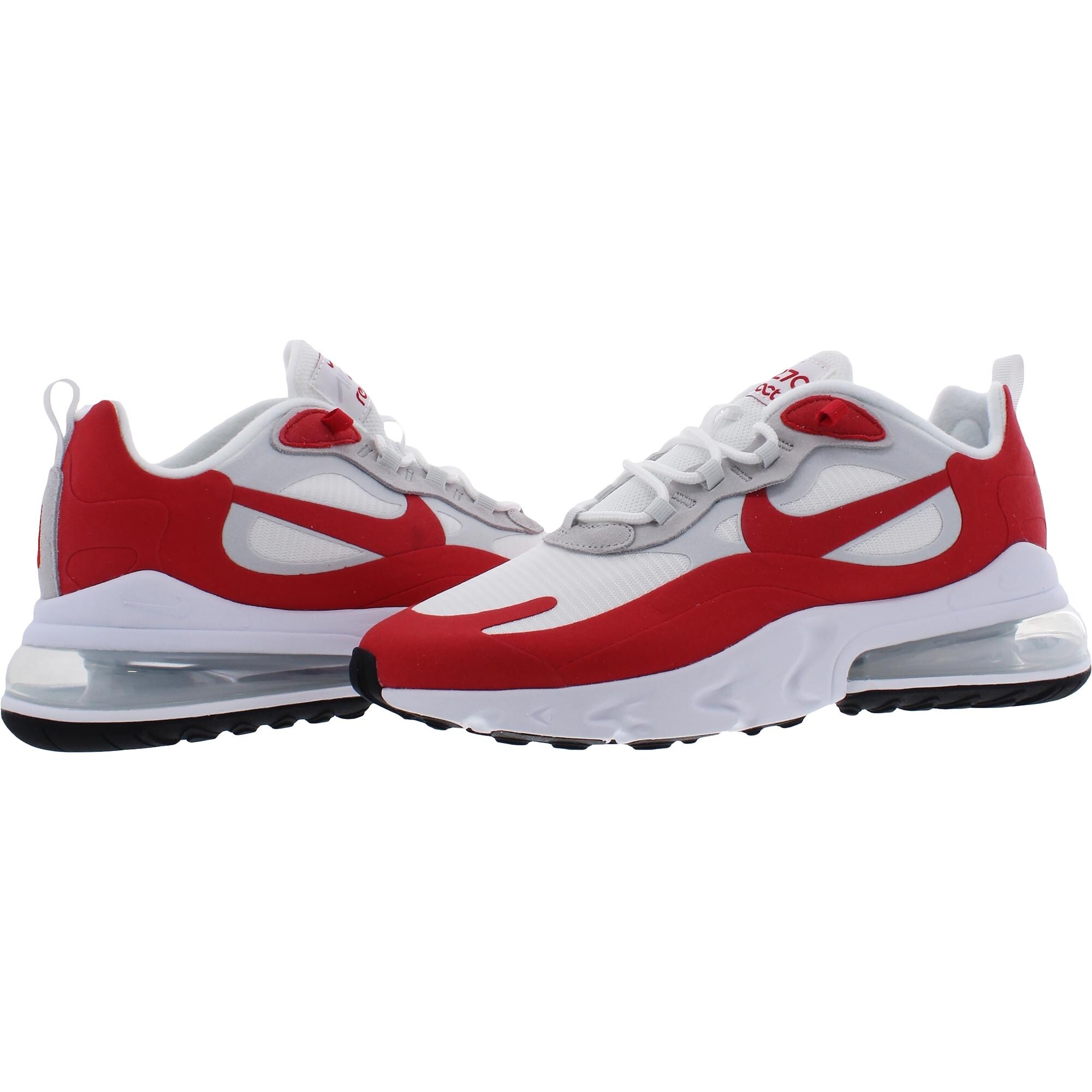 Nike Men S Air Max 270 React Lightweight Woven Training Athletic Sneakers White University Red Overstock