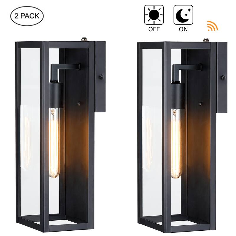 1-Light 12.76in Outdoor Wall Light with Matte Black Finish & Clear glass shade