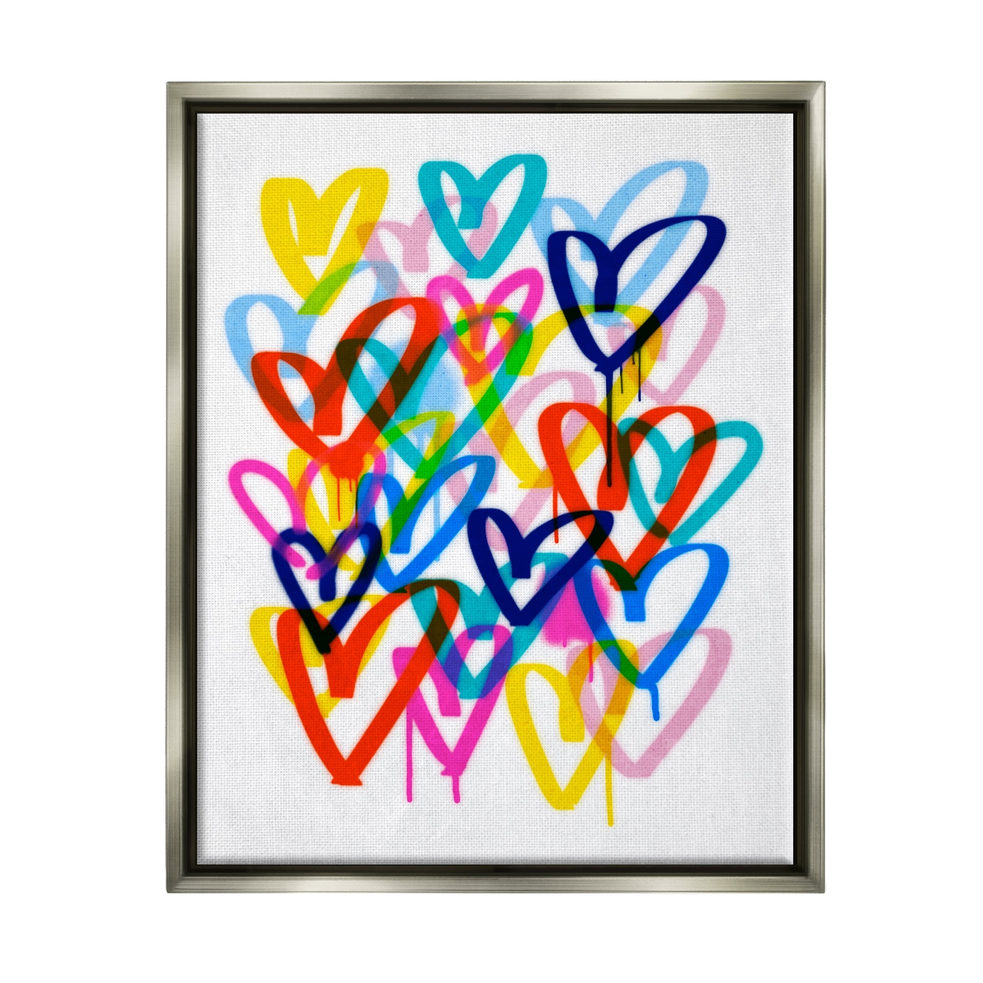 Stupell Modern Urban Hearts Framed Floater Canvas Wall Art Design by Victoria Barnes