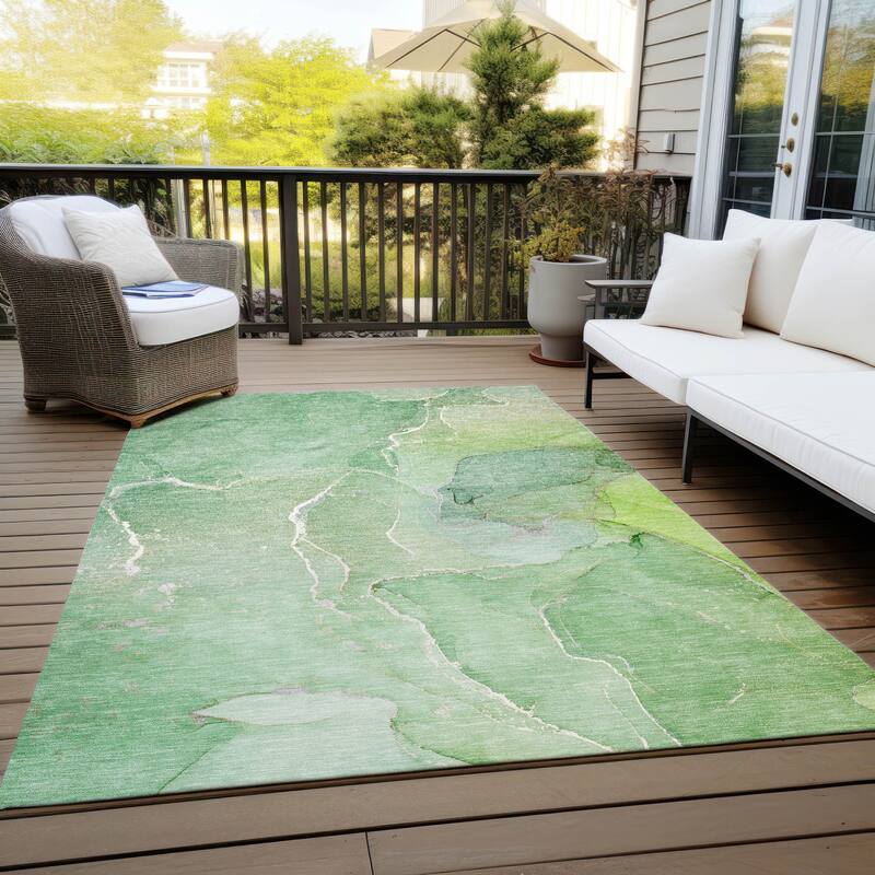Allus Artistic Abstract Weather Resistant Classic Meets Modern Outdoor Rug