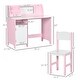 preview thumbnail 5 of 12, Toddler Writing Desk with Chair, Kids Art and Study Table Set with Storage and Whiteboard for Home Learning