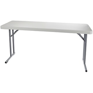 Daily Boutik Steel Frame Rectangular Folding Table with Speckled Gray ...