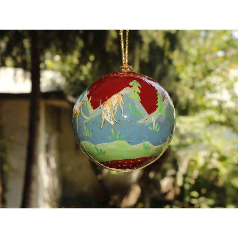 Handmade Christmas Ornaments Hand Painted by Artisan on Recycled Paper - Mir 6 - One Size
