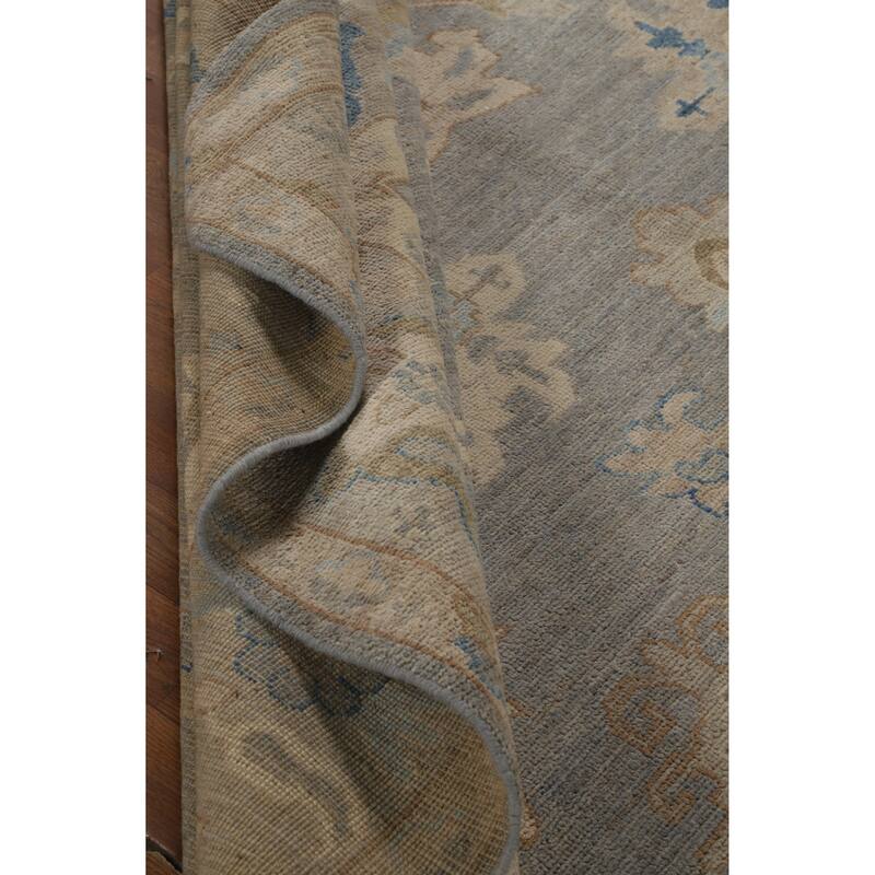 Hand Knotted Oriental 100% Wool Carpet Transitional All-Over Greys & Charcoal Oushak Area Rug - 11' 9'' X 9' 2''