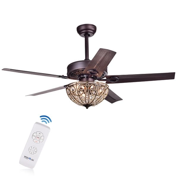 Catalina Bronze 5 Blade 48 Inch Crystal Ceiling Fan Optional Remote On Sale Overstock 10412248