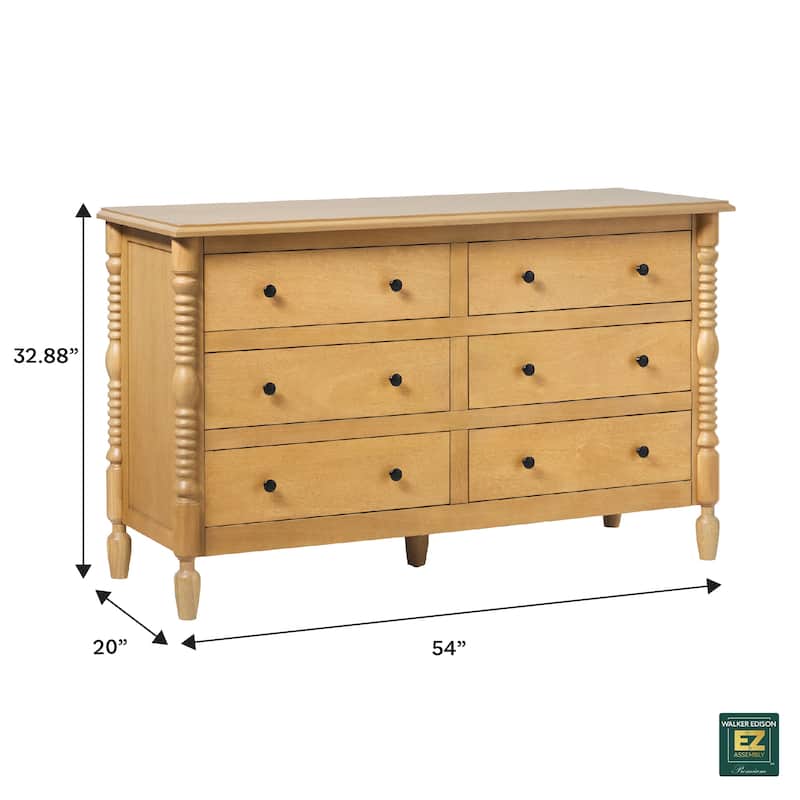 Walker Edison Easy Assembly 6-Drawer Dresser with Wood-Turning Details
