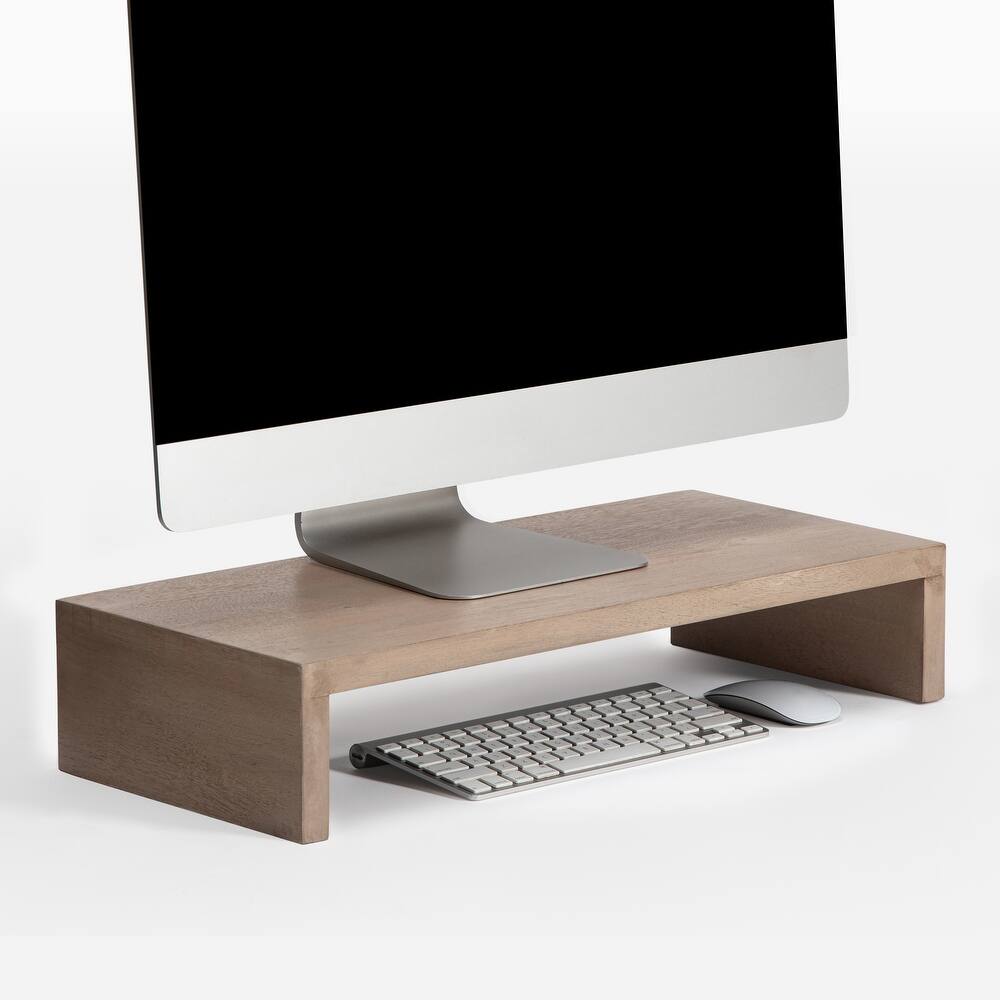 Jani Wood Monitor Stand Riser Desk - Ergonomic Design Stand, Desktop Organizer Table for Home, Office Workspace, Gaming Desk