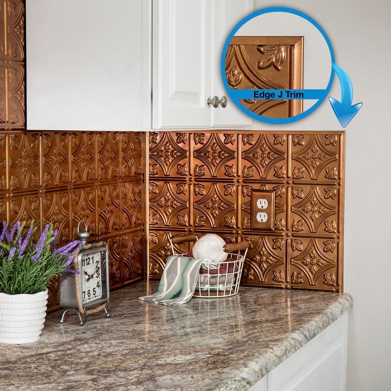FASÄDE 47 in. Decorative Vinyl J Trim in Antique Bronze (5 Pack) - 5 Pack