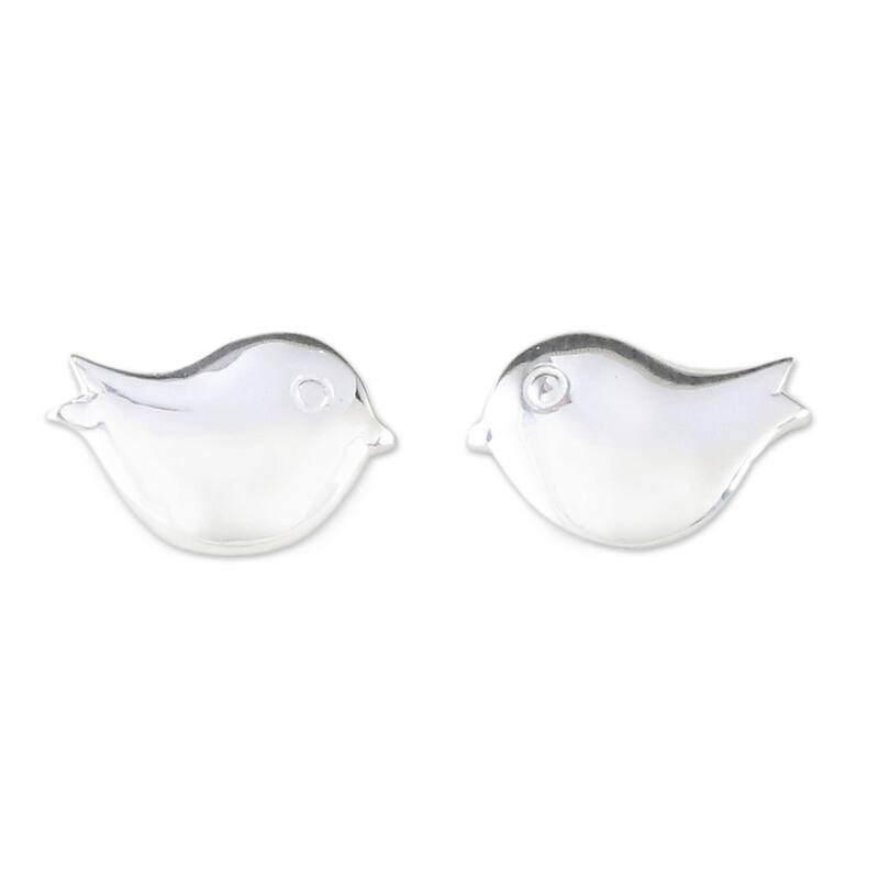 NOVICA Handmade Sterling Silver Little Birds Earrings (Thailand) - 0.2*0.4
