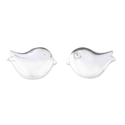 NOVICA Handmade Sterling Silver Little Birds Earrings (Thailand) - 0.2*0.4