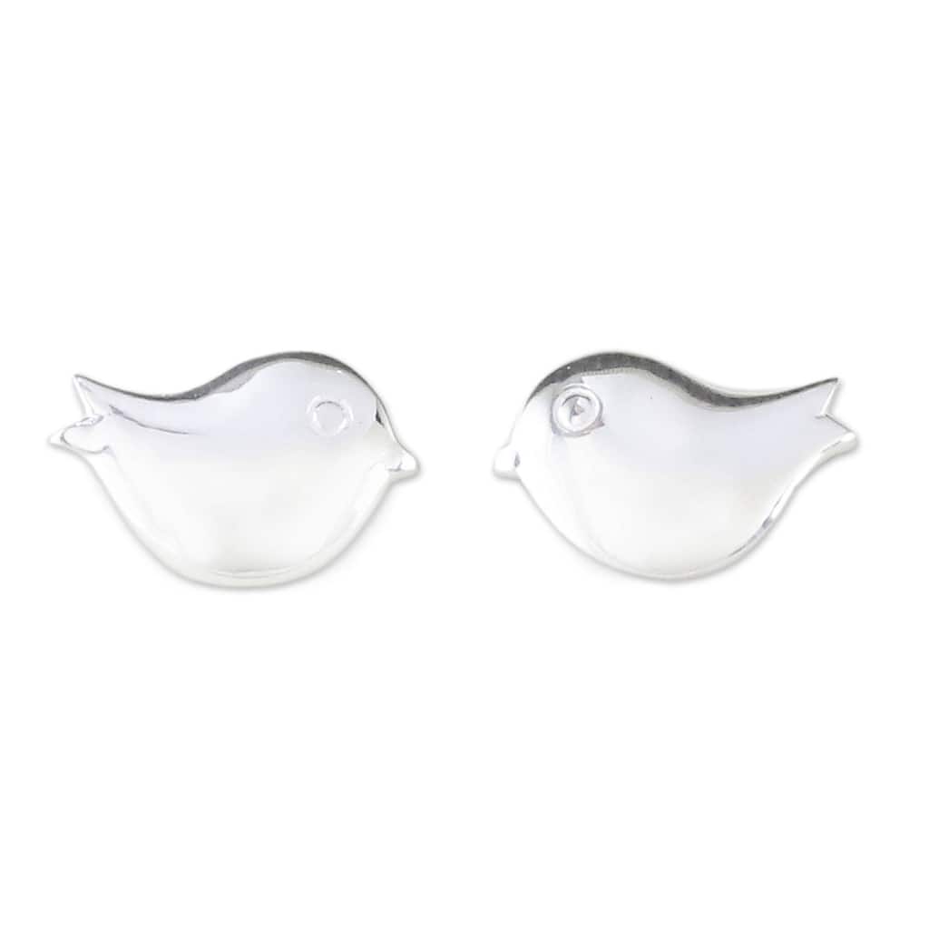 NOVICA Handmade Sterling Silver Little Birds Earrings (Thailand) - 0.2*0.4