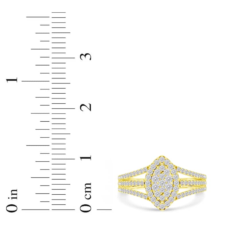 1/2ct TDW Diamond Marquise Framed Cluster Halo Engagement Ring in 10K Yellow Gold for Women