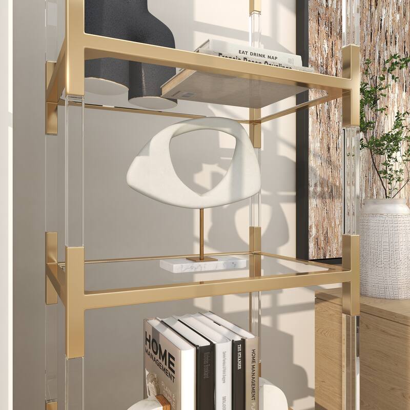 White Polystone Cut-Out Abstract Decorative Sculpture with Marble Stand