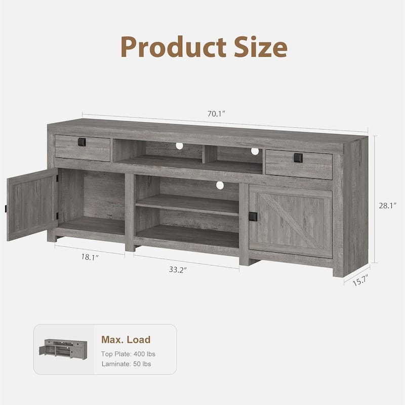 Farmhouse TV Consoles with Storage, TV Stand for 75 inch TV - N/A