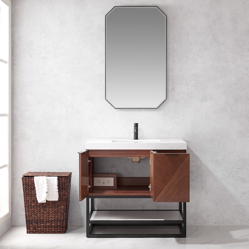 Mahon Single Bath Vanity with Composite Stone Top without Mirror