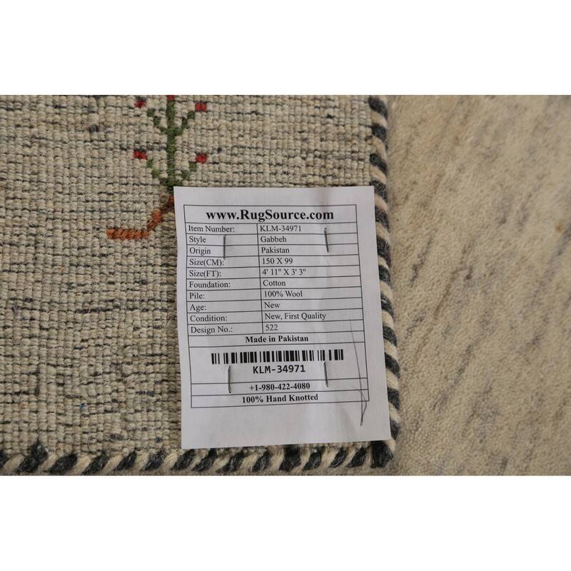Tribal Gabbeh Oriental Foyer Rug Hand-Knotted Wool Carpet - 3'3"x 4'11"