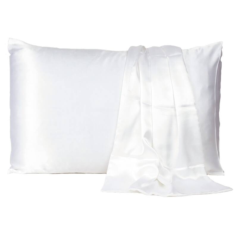 HomeRoots White Dreamy Set Of 2 Silky Satin Standard Pillowcases