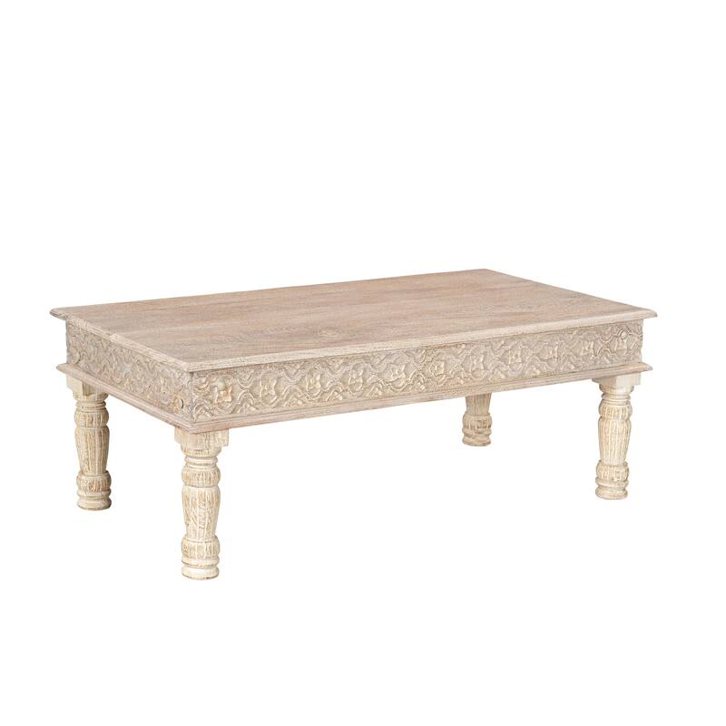 Milton Solid Wood 3-Piece Carved Living Room Table Set