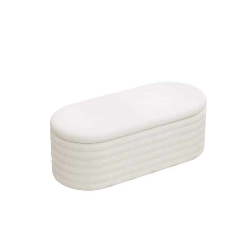Storage Chenille Ottoman Bench