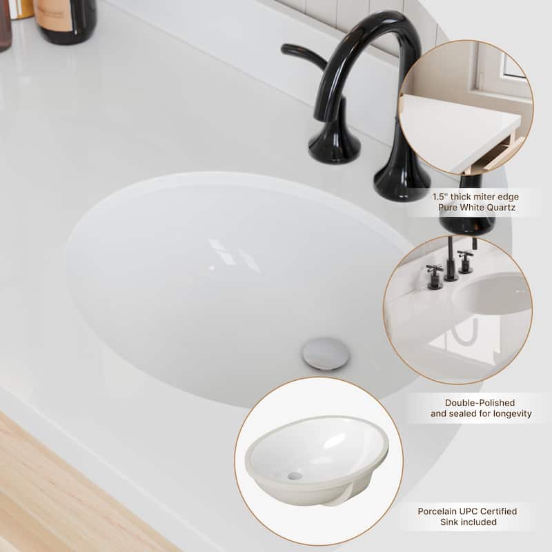 Ariel B61WQOVO Monroe 61" Free Standing Single Basin Vanity Set with