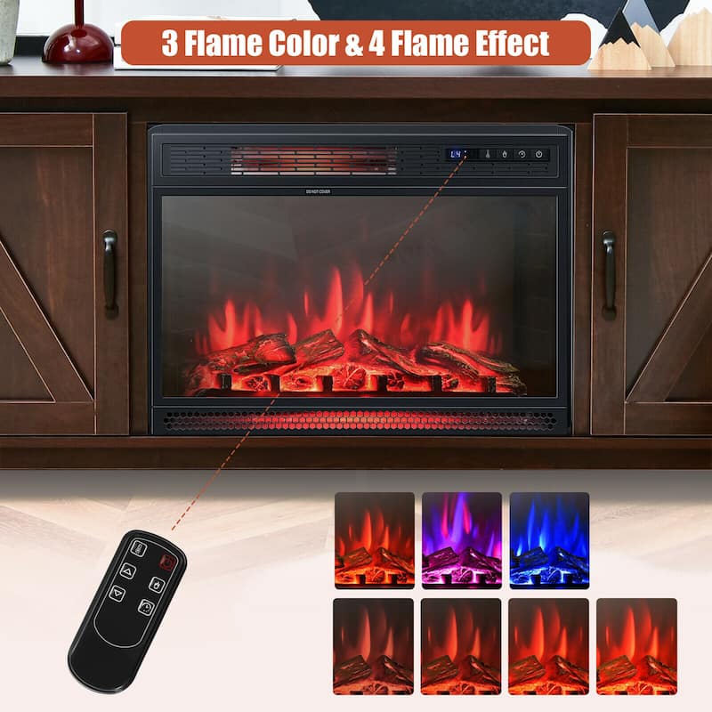 Gymax 59'' Fireplace TV Stand W/ 25'' 1350W Electric Fireplace Heater