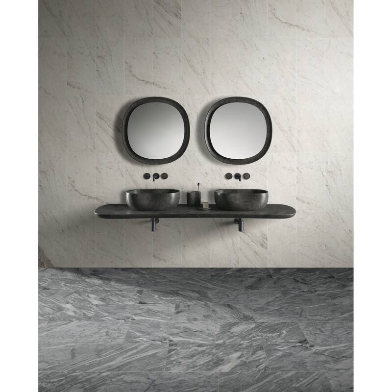 Roomfitters Natural Marble Wall Tile, FS Textured 3D Fluted Stone, Genuine Marble, 4-Piece Box, White