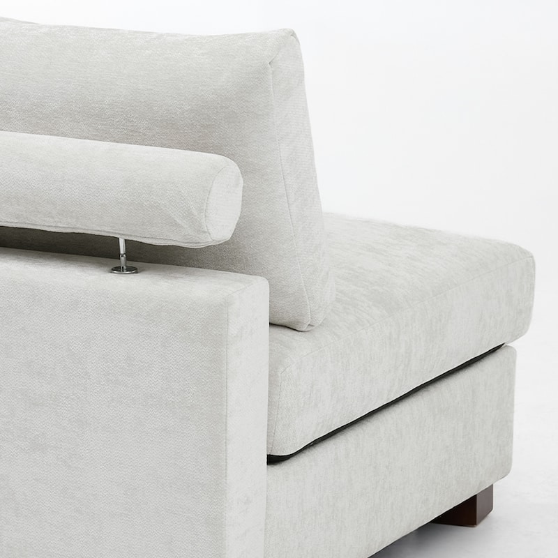 41" W Modern Chenille Corner Arm Accent Chair Sectional Module with Pillows