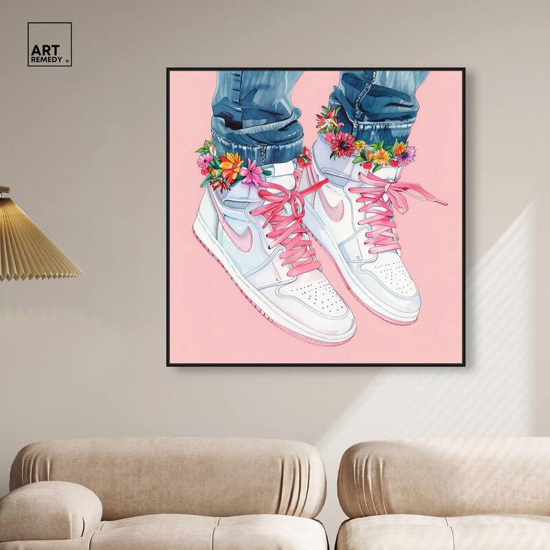 Blush Floral Bloom Sneakers Canvas by Art Remedy
