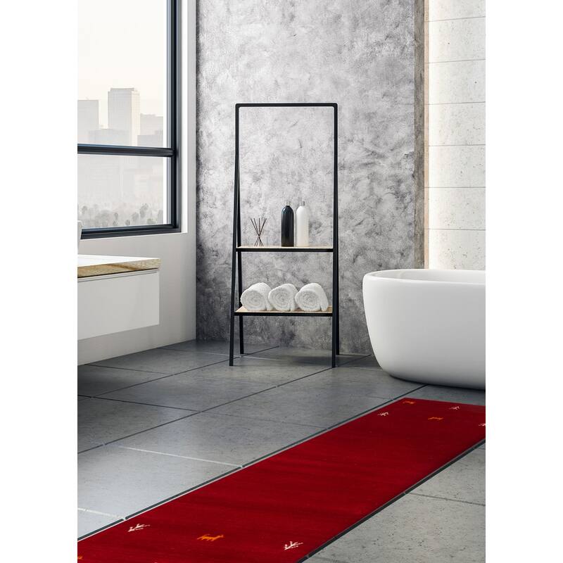 Kashkuli Gabbeh Red Rug 1'11" x 5'10" - 1'11 x 5'10